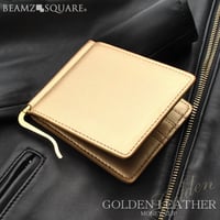 定形外郵便送料無料【BEAMZ SQUAREビームズスクエア】金運上昇に期待！ゴールドカラーのプレミアムレザーマネークリップbs16716ゴールド