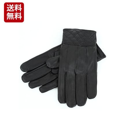 【スマホ対応 タッチパネル対応】ラム革やわらか手袋 紳士用 メンズグローブ 裏地付きあったか♪送料無料tbs300bk