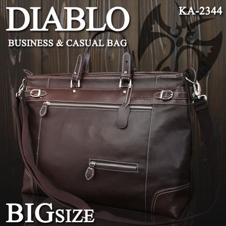 【DIABLOディアブロ】A3サイズ 大容量牛革 高級 ビジネスバッグ メンズ ブリーフケース 紳士用　男性用 ツートンカラー 2WAYバッグ　ka2344