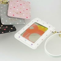 紛失防止に役立つリール付きパスケース　伸縮リール付き定期入れドット　mk626