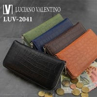 【Luciano Valentino】 ルチアーノバレンチノ　牛革　マットクロコ型押し ラウンドファスナー 内側迷彩　メンズ　レディース　長財布 送料無料 luv2041