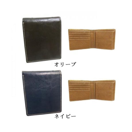 箱無し特別価格！かっこいいメンズ牛革 レザー 短財布 ネイビー カーキ オリーブ ブランド おしゃれ 紳士 用財布 定形外郵便 送料無料　箱無し	mkw3s48ov