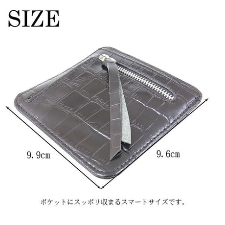 ユニバーサルミニウォレット　スーツの内ポケットにジャスト　クロコ型押しメンズミニウォレット ミニ財布 小型財布　男女兼用万能財布　PUレザー小銭入れ付き　ランニング　ゴルフ　ウォーキングtgcro