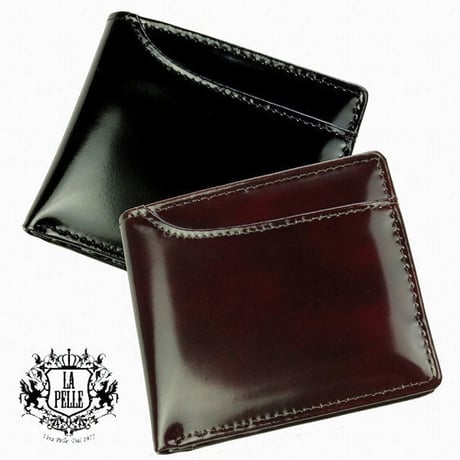 【LA PELLE】イタリアンレザー　カードスライダー付き二つ折り財布　メンズ牛革　本革短財布　LP3004
