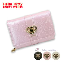 【Hello　Kitty】ハローキティ　キティちゃん かぶせ付き　折財布　短財布 エナメル 　大人可愛いkty-shortwal