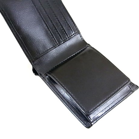 ブランド名を刻印しないという発想から生まれたブランド メンズレザーショートウォレット ダコタレザー 本革牛革 紳士用 二つ折り財布 ブラック 送料無料 Anonym034