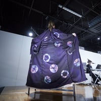 絞り染め絵羽小紋「円盤（メロディ）」