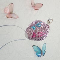 Butterfly Symphony（片面）purpleネックストラップ　IDホルダー　スマホストラップ