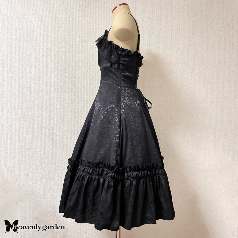 ローズジャカードプリンセスラインジャンパースカート・ブラック