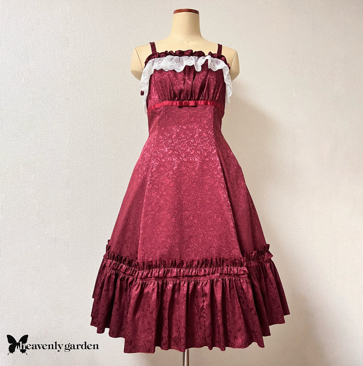Rouge Ligne ジャンスカ ローズジャカードプリンセスラインジャンパースカート・ワイン