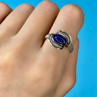 サージカルステンレス製ラピスラズリのワイヤーリング14号