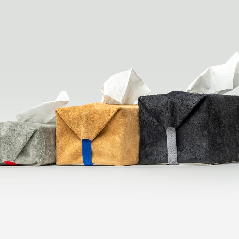 サイズフリーのティッシュカバー TISSUE BOX COVER / BLACK | fabrik