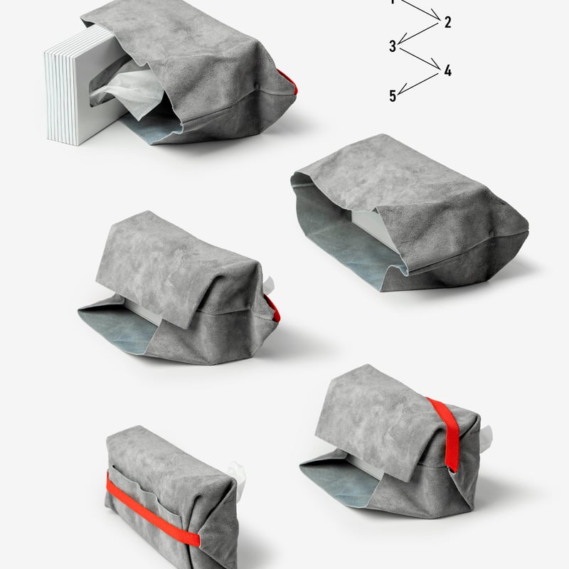 サイズフリーのティッシュカバー TISSUE BOX COVER / GRAY | fabrik