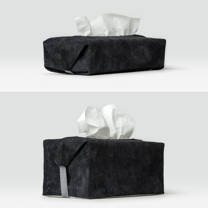 サイズフリーのティッシュカバー TISSUE BOX COVER / BLACK | fabrik
