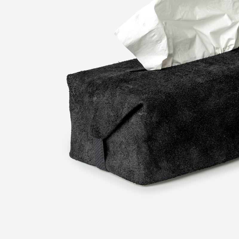 サイズフリーのティッシュカバー TISSUE BOX COVER / BLACK | fabrik