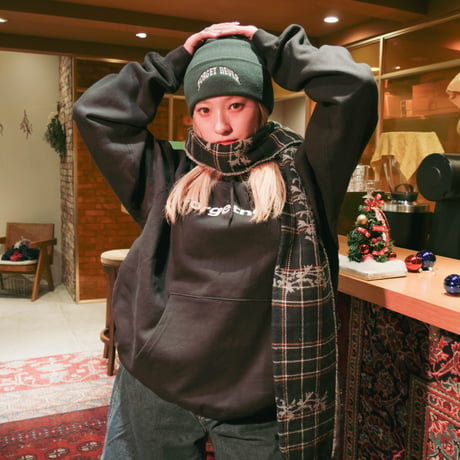 STRAIGHT LOGO HOODIE  (BLACK)