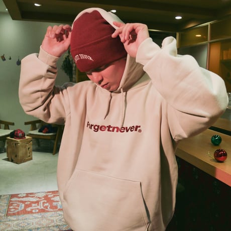 STRAIGHT LOGO HOODIE  (SAND)