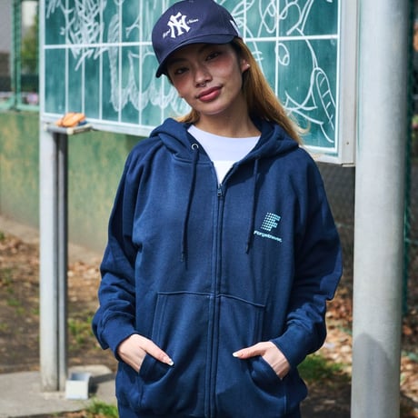 F DOTS LOGO ZIP UP HOODIE (NAVY)