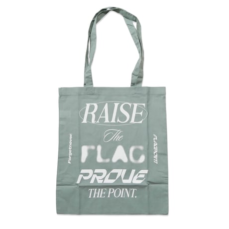 FLAG POINT x FORGET NEVER / RAISE TOTE BAG (SMOKY GREEN)