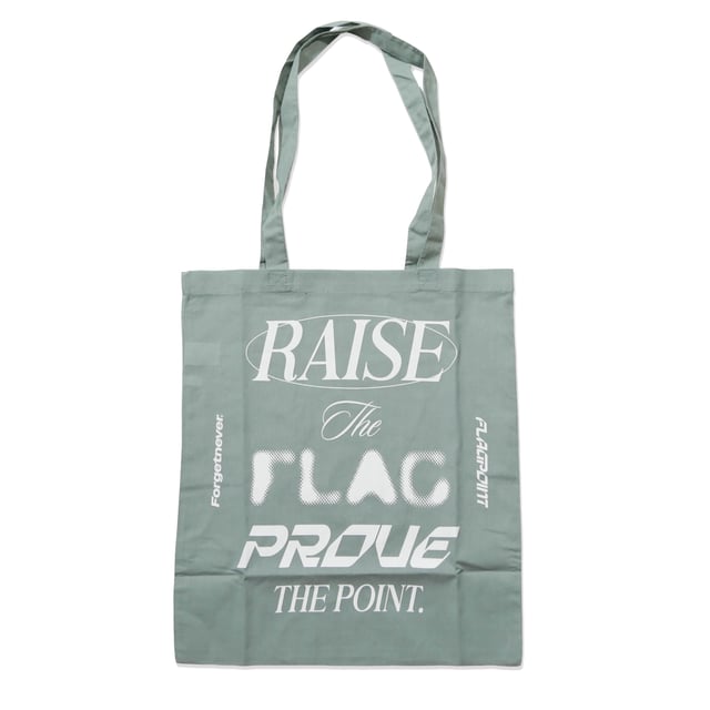 FLAG POINT x FORGET NEVER / RAISE TOTE BAG (SMOKY GREEN)