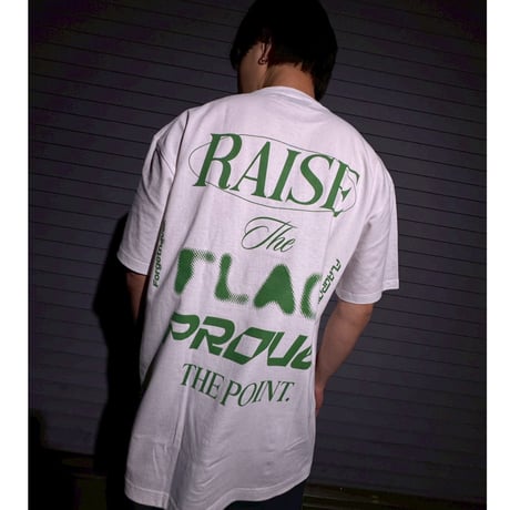 FLAG POINT x FORGET NEVER / RAISE TEE (WHITE)