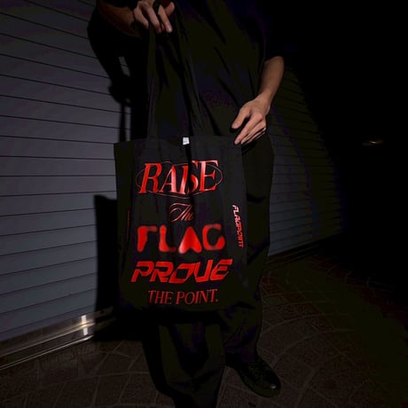 FLAG POINT x FORGET NEVER / RAISE TOTE BAG (BLACK)