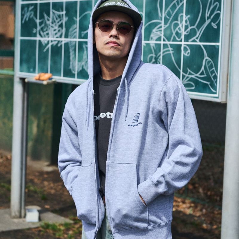 F DOTS LOGO ZIP UP HOODIE (H.GRAY) | FORGET NEV