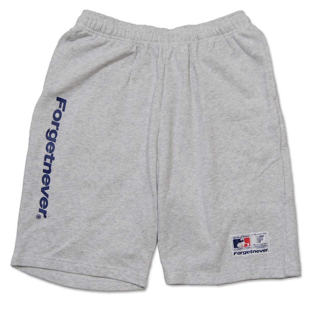 LOGO SWEAT SHORTS (ASH) | FORGET NEVER CLOTHING.