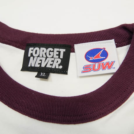 SUW WEAR×FORGET NEVER RINGER T-SHIRTS (NATURAL/BURGUNDY)