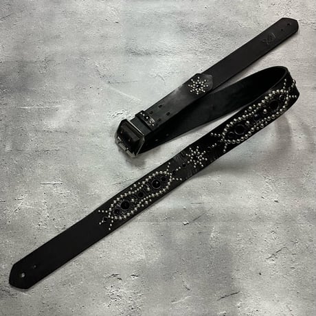 【 42mm Width Vintage Leather Guitar Strap / Vintage Spots Design 001（Silver）】（SUGIZO Model）