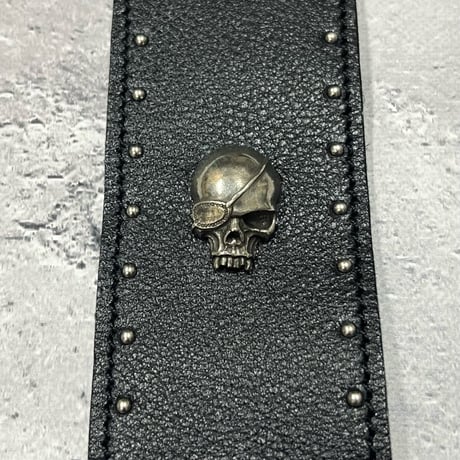 【 50mm Width Soft Leather Guitar Strap / Side Round & Skull Spots Design 】