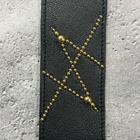 【 50mm Width Soft Leather Guitar Strap / HISASHI Mark Spots Design (Gold) 】（HISASHI Model）