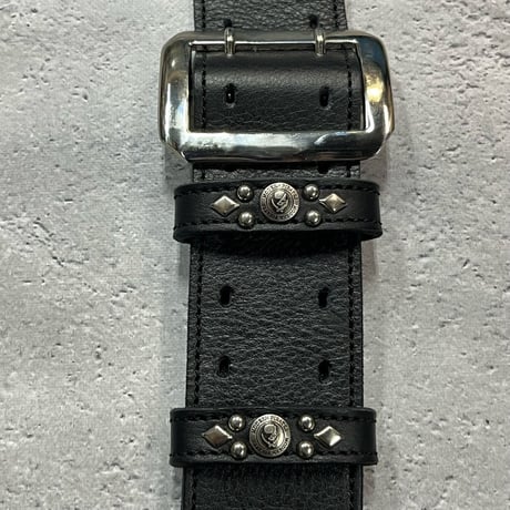 【 50mm Width Soft Leather Guitar Strap / Side Pyramid & Center Star Spots Design 】