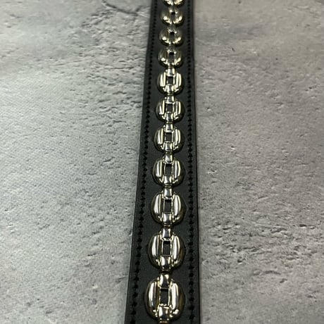 【 24mm Width Hard Leather Guitar / 1Row Chain Spots Design 】