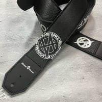 【 50mm Width Soft Leather Guitar Strap / SPIKE RECORDINGS Print Design 】（HISASHI Model）