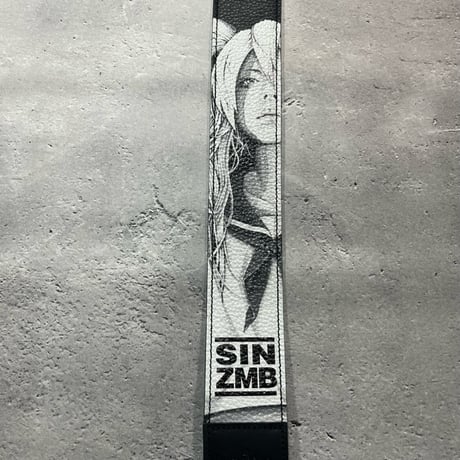 【 50mm Width Soft Leather Guitar Strap / SIN ZMB Monochrome Print Design 002 】（HISASHI Model）