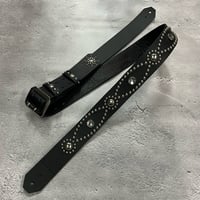 【 42mm Width Hard Leather Guitar Strap / Vintage Spots Design 001 】