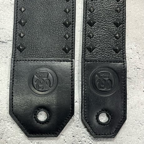 【 70mm Width Soft Leather Bass Strap / Black Pyramid Spots Design 】(IKUO Model)