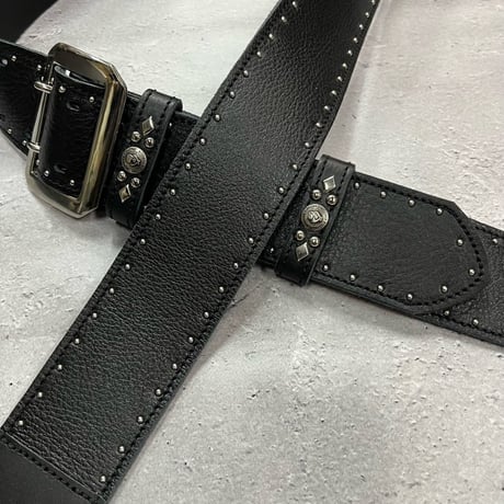 【 50mm Width Soft Leather Guitar Strap/Side Round Spots Design 】