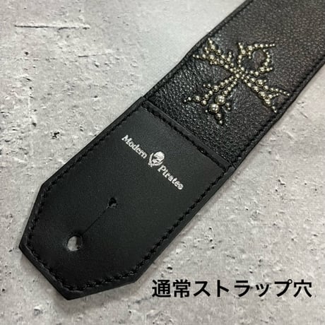 【 50mm Width Soft Leather Guitar Strap / Four ANK Logo Spots Design 】（Takeshi Honda Model）