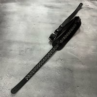 【 24mm Width Hard Leather Guitar Strap / 2×1Row Daiamond Spots Design 】
