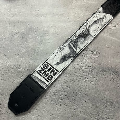 【 50mm Width Soft Leather Guitar Strap / SIN ZMB Monochrome Print Design 002 】（HISASHI Model）