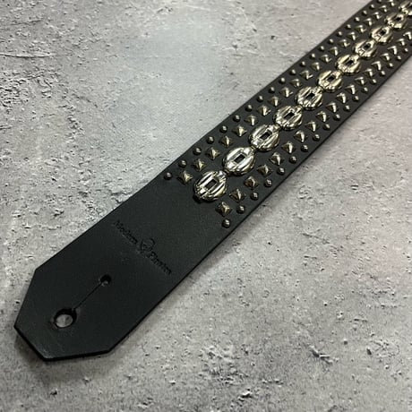 【 42mm Width Hard Leather Guitar Strap / Mix Spots Design 】