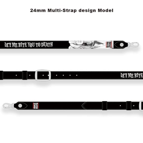 【 50mm Width Soft Leather Guitar Strap / SIN ZMB Monochrome Print Design 001 】（HISASHI Model）
