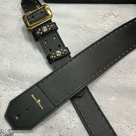 【 60mm Width Soft Leather Guitar Strap/Side Round Spots Design 】