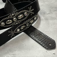 【 42mm Width Vintage Leather Guitar Strap / Vintage Spots Design 002（Black）】（SUGIZO Model）