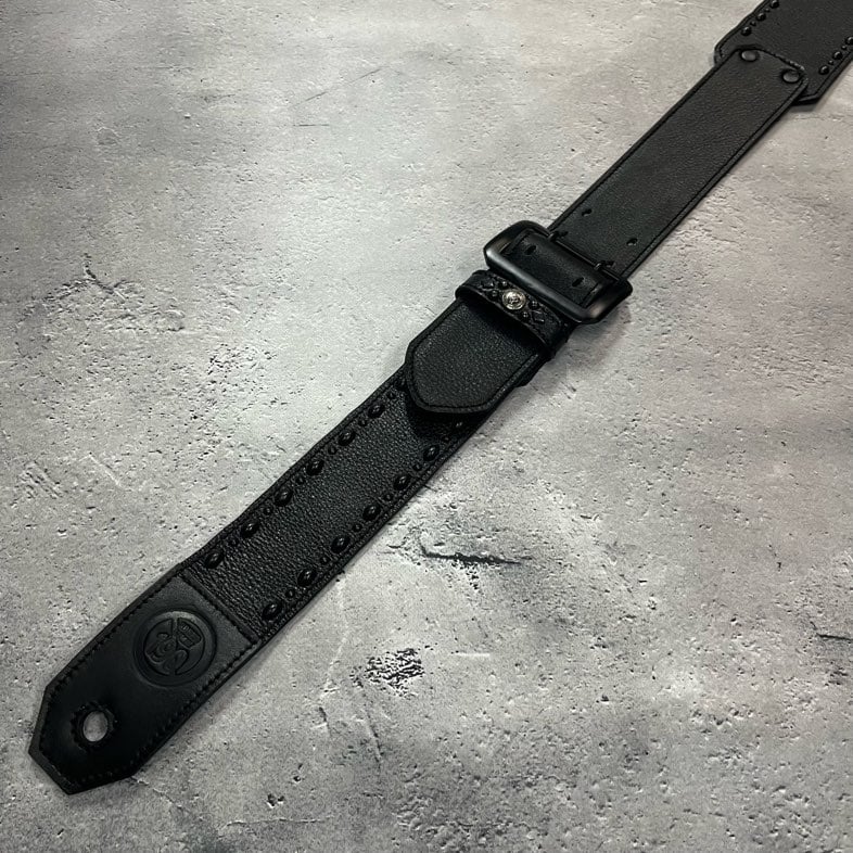 かわた[post production]Saddle Strap サイズ6 70mm Width Soft Leather Bass Strap / Black Ex