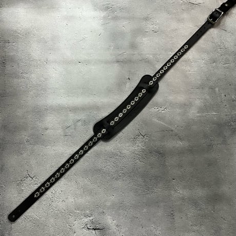 【 24mm Width Hard Leather Guitar / 1Row Chain Spots Design 】