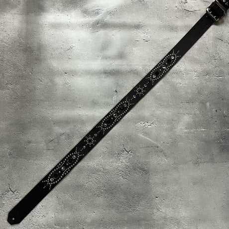 【 42mm Width Hard Leather Guitar Strap / Vintage Spots Design 002 】