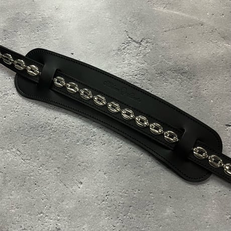 【 24mm Width Hard Leather Guitar / 1Row Chain Spots Design 】